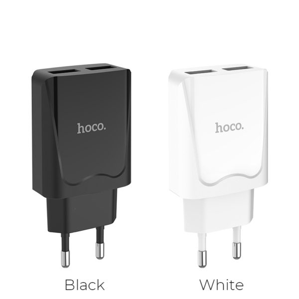 Prémium minőségű HOCO hálozati töltő C52A 2xUSB 2,1A fehér - Image 4