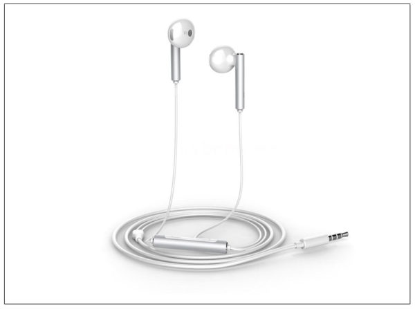 Huawei gyári sztereó headset - 3,5 mm jack - Huawei AM116 - fehér/ezüst (ECO csomagolás)