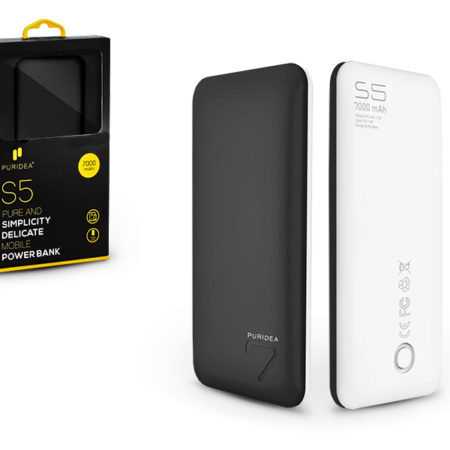 Univerzális hordozható, asztali akkumulátor töltő - Puridea S5 2xUSB 2.4A Power Bank - 7.000 mAh - black