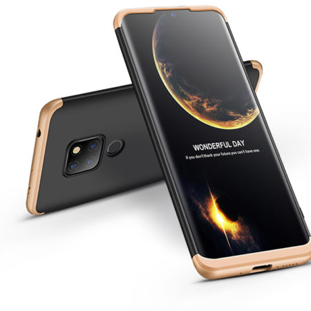 Huawei Mate 20 hátlap - GKK 360 Full Protection 3in1 - fekete/arany
