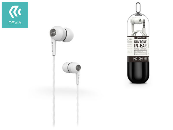 Devia univerzális sztereó felvevős fülhallgató - 3,5 mm jack - Devia Kintone V2 In-Ear Wired Earphones - white