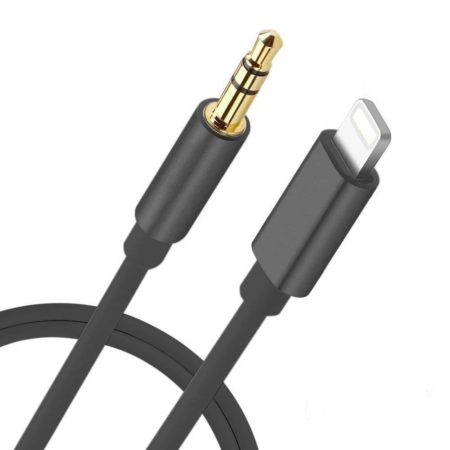 AUX Audio Lightning kábel Fekete