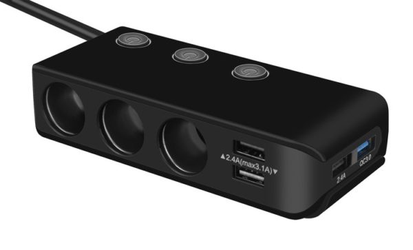 Autós szívargyújtó elosztó 3-as plusz 4 db USB, 12/24V, külön kapcsolható aljzatok - Image 9