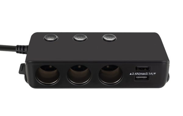 Autós szívargyújtó elosztó 3-as plusz 4 db USB, 12/24V, külön kapcsolható aljzatok - Image 8