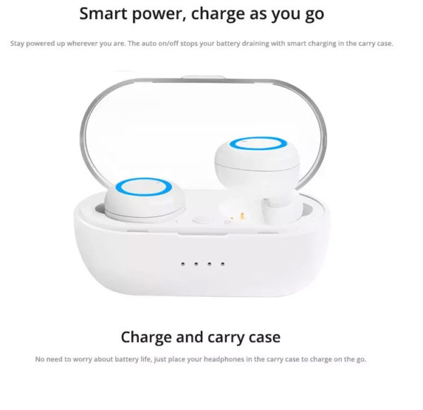 Bluetooth fülhallgató TWS-C12 Power bank fehér-piros - Image 3