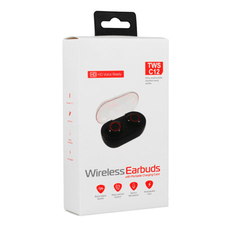 Bluetooth fülhallgató TWS-C12 Power bank fehér-piros
