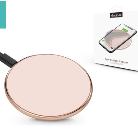 Devia Qi univerzális vezeték nélküli töltő állomás - 5V/1A - Devia Aurora V2 Wireless Charger - rose gold - Qi szabványos