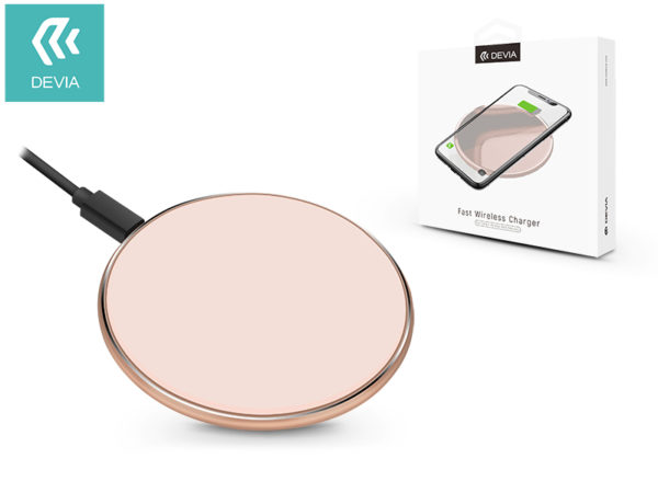 Devia Qi univerzális vezeték nélküli töltő állomás - 5V/1A - Devia Aurora V2 Wireless Charger - rose gold - Qi szabványos