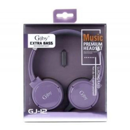 Fejhallgató Extra Bass vezetékes 3.5mm audio jack (GJ-12) lila