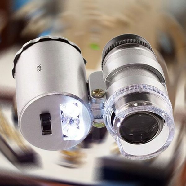 Mini zsebmikroszkóp, LED és UV fény, 60X, ökológiai bőrtok - Image 18