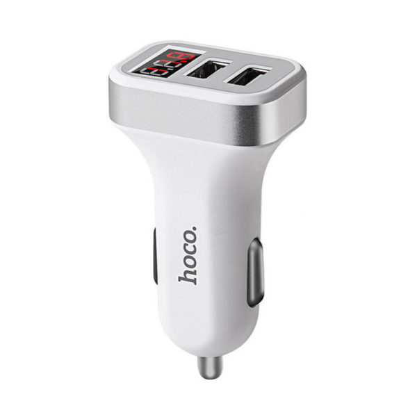 Prémium minőségű HOCO Z3 autós töltő 2xUSB 3,1A LCD kijelzős fehér - Image 3
