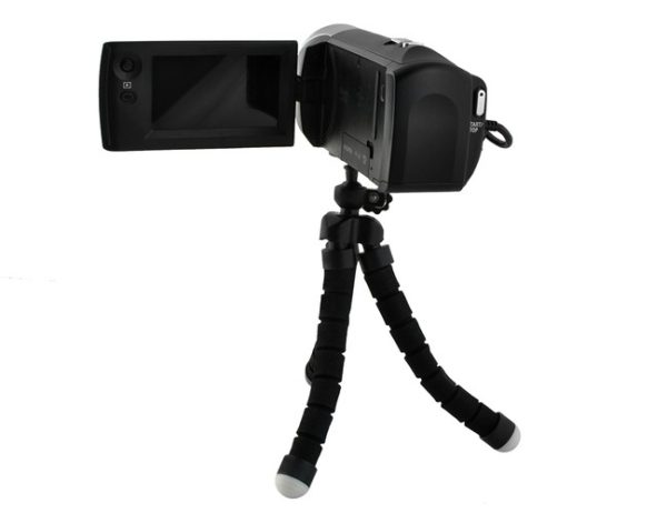 Tripod, hajlítható lábú, szelfi és asztali miniállvány, fekete, telefon adapterrel - Image 8