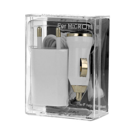 3 az 1-ben - USB Type C 1 A (autós töltő (szivartöltő fej), hálozati töltő fej, USB kábel) fehér