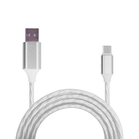 USB Kábel csavart Iphone 5/SE/6/6S/7/8/X/11/12 Lightning 1 m ezüst (gyorstöltés funkció)