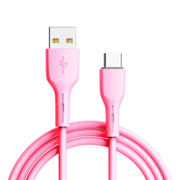 USB kábel - szilikon Lightning QC 3.0 1m rózsaszín