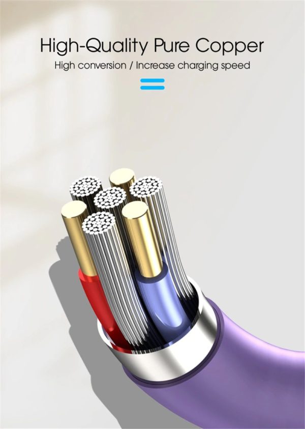 USB kábel - szilikon Lightning QC 3.0 1m rózsaszín - Image 5