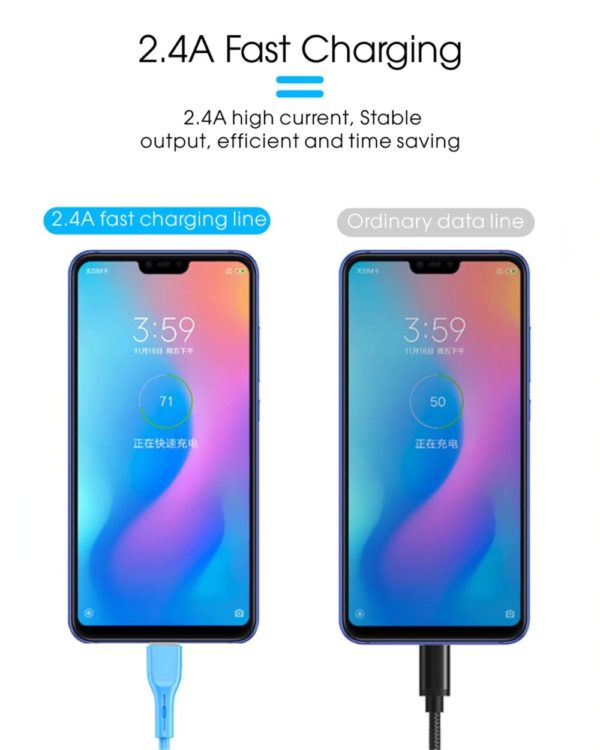 USB kábel - szilikon Lightning QC 3.0 1m rózsaszín - Image 3
