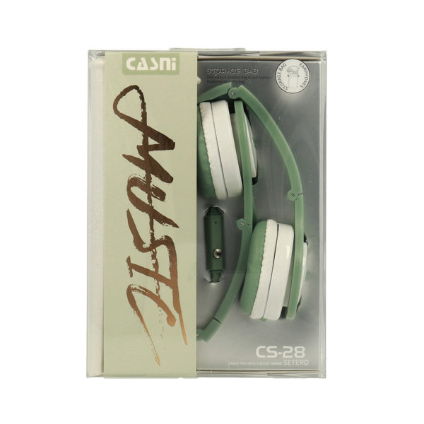 Vezetékes fejhallgató-3,5 mm jack CASNI CS-28 zöld