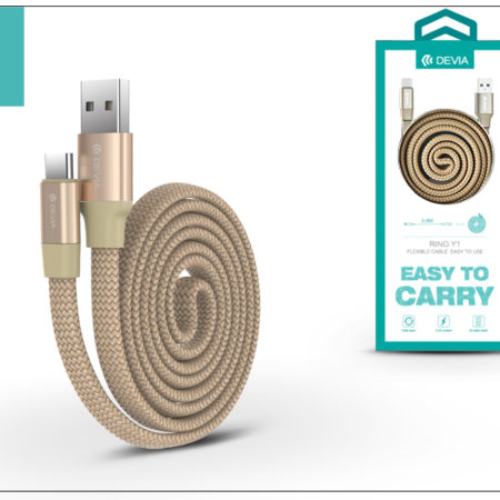 USB - USB Type-C adat- és töltőkábel 80 cm-es vezetékkel - Devia Ring Y1 USB Type-C 2.4 Cable - gold