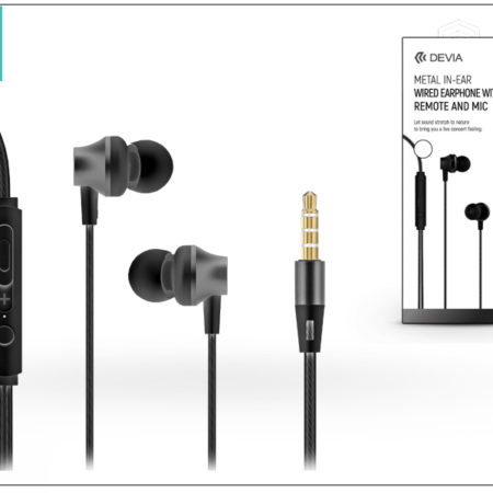 Devia univerzális sztereó felvevős fülhallgató - 3,5 mm jack - Devia Metal In-Ear Wired Earphones - black