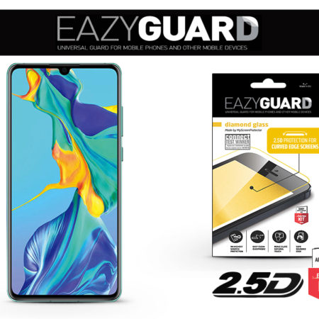 Huawei P30 gyémántüveg képernyővédő fólia - Diamond Glass 2.5D Fullcover - fekete