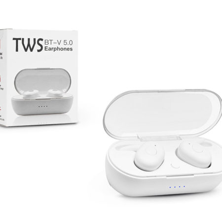 TWS sztereó Bluetooth headset v5.0 + töltő dokkoló - TWS EP011 Earphone - white