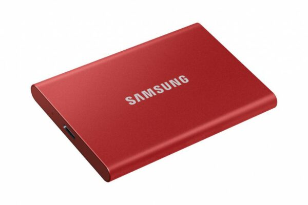 Samsung T7 hordozható SSD,1TB, USB 3.2,Metál Piros