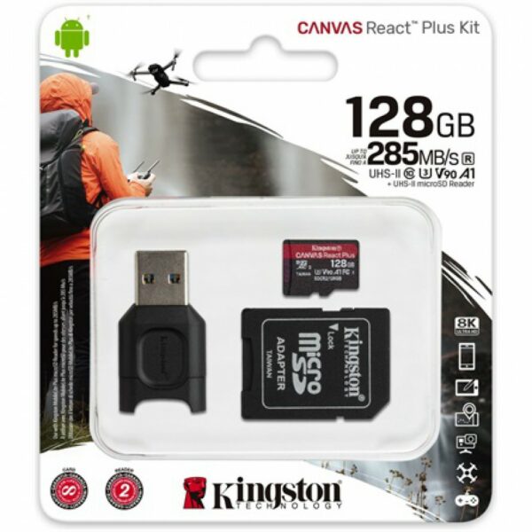 King 128GB Canvas React Plus UHS-II U3 V90,mkártya