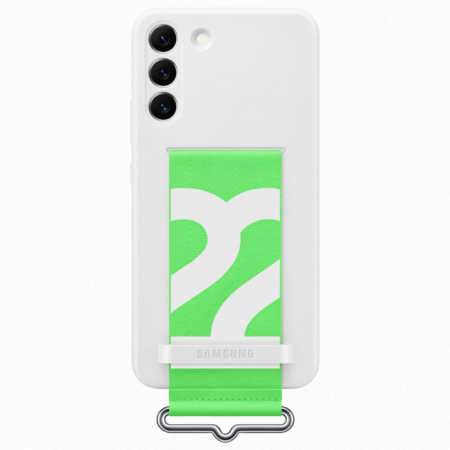Samsung S22 Plusz szilikon tok szíjjal, Fehér