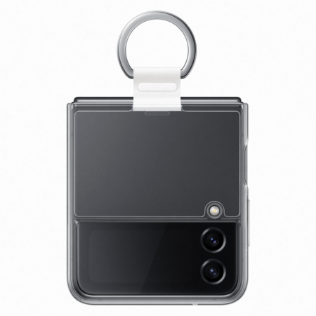 Samsung Z Flip4 szilikon tok gyűrűvel, Átlátszó