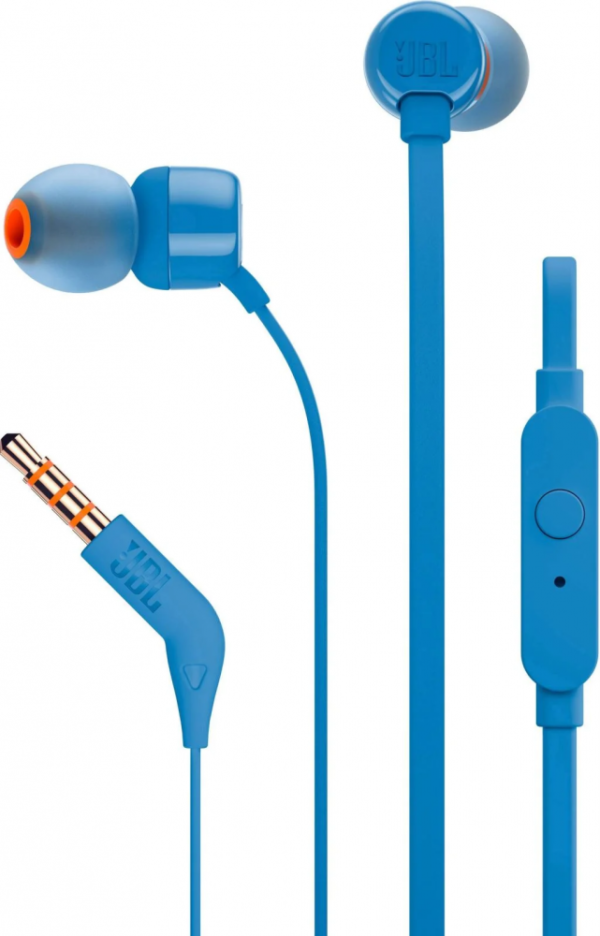 JBL T110 headset,egy gombos távírányítóval, Kék