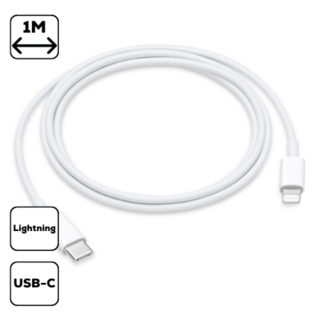 Apple Lightning USB-C kábel, 1 m, Fehér