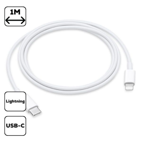 Apple Lightning USB-C kábel, 1 m, Fehér