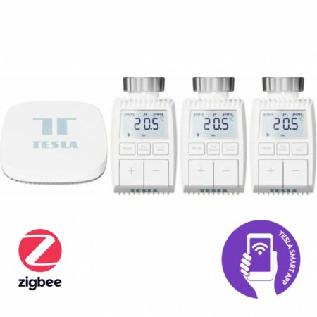 Tesla okos termosztátfej 3 db + ZigBee HUB
