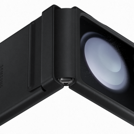 Samsung Z Flip 5 kihajtható Eco bőr tok,Fekete