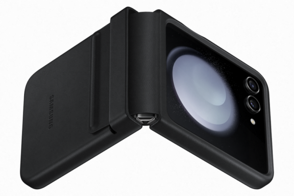 Samsung Z Flip 5 kihajtható Eco bőr tok,Fekete