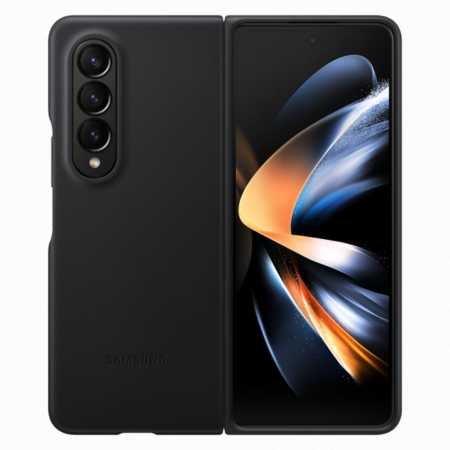 Samsung Galaxy Z Fold 4 bőr hátlap, Fekete,sérült