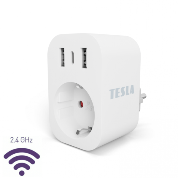 Tesla okos konnektor 3 USB kimenettel (2 USB-A, 1 USB-C)