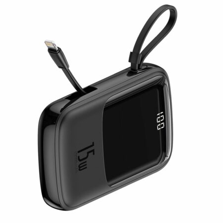Power Bank BASEUS QPow - 10 000mAh LCD Quick Charge PD 15W with cable to Lightning 8-pin black PPQD-B01