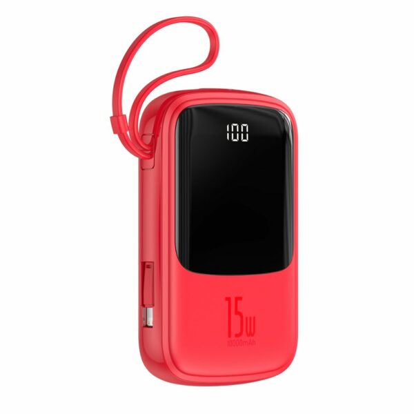 Power Bank BASEUS QPow - 10 000mAh LCD Quick Charge PD 15W with cable to Lightning 8-pin red PPQD-B09 - Image 2