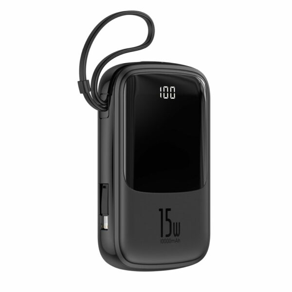 Power Bank BASEUS QPow - 10 000mAh LCD Quick Charge PD 15W with cable to Lightning 8-pin black PPQD-B01 - Image 4