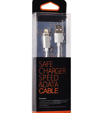 USB kábel - mágneses fej iPhone 5/6//7/8/X Lightning 1 méteres ezüst