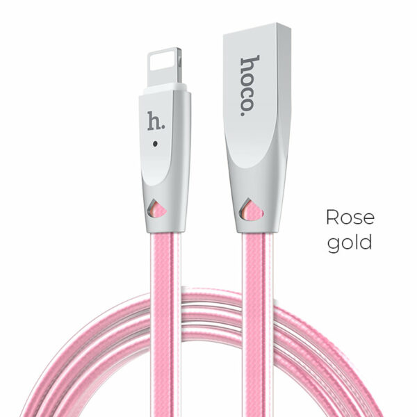 Hoco USB kábel Jelly Knitted U9 Lightning 1,2 méteres rose gold - Image 3