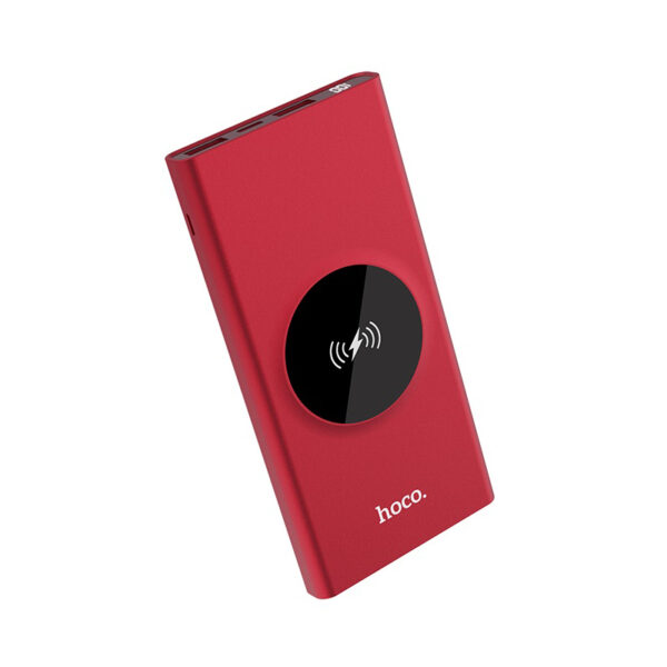Hoco Power Bank 10000 mAh vezeték nélküli tölési funkcióval Piros 2X USB J37 - Image 3