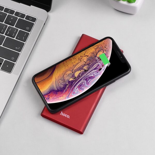 Hoco Power Bank 10000 mAh vezeték nélküli tölési funkcióval Piros 2X USB J37 - Image 4