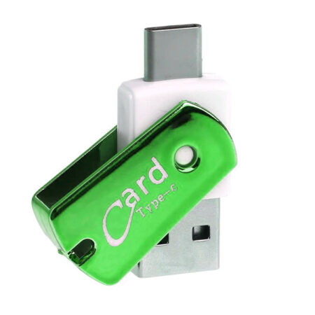 Micro SD kártyaolvasó USB Type C csatlakozó CR09 Zöld OTG