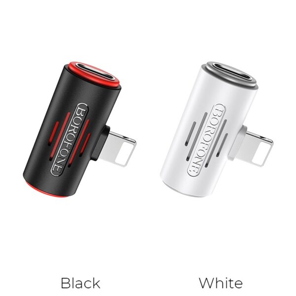 Lightining Dual adapter 2IN1 töltés és fülhallgató csatlakozás egyszerre BOROFONE BV6 fekete - Image 3