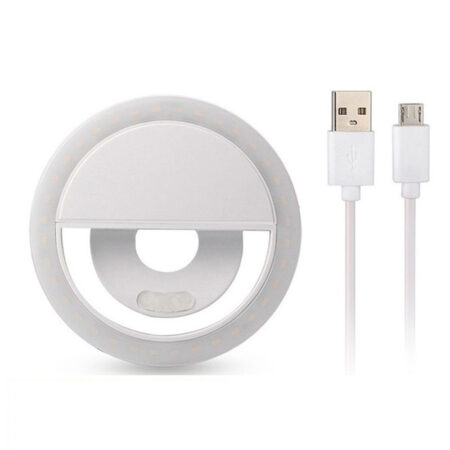 Szelfi lámpa mobiltelfonokhoz  + micro USB kábel fehér