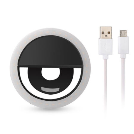 Szelfi lámpa mobiltelfonokhoz  + micro USB kábel fekete