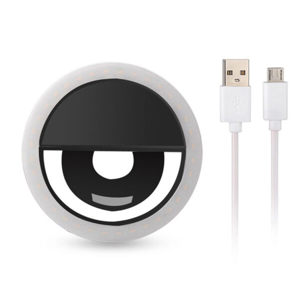 Szelfi lámpa mobiltelfonokhoz  + micro USB kábel fekete